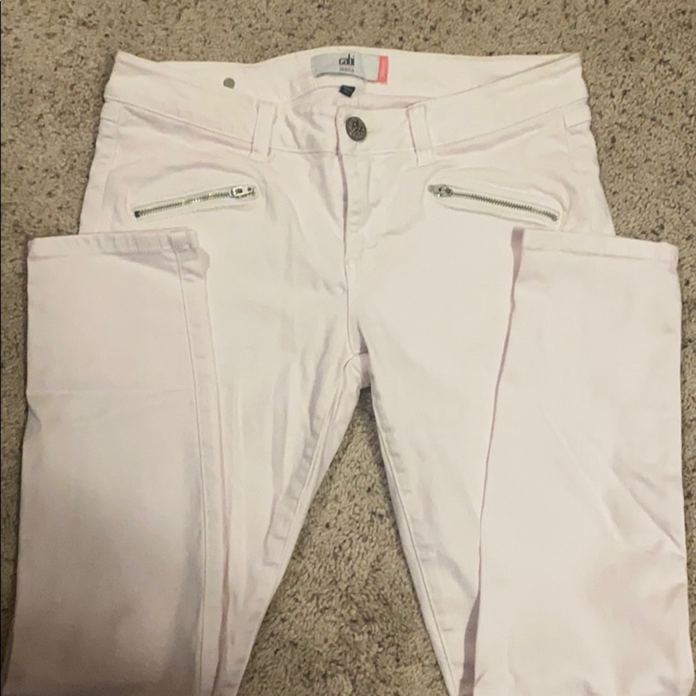 CABi zip skinny. Dyed pale pink